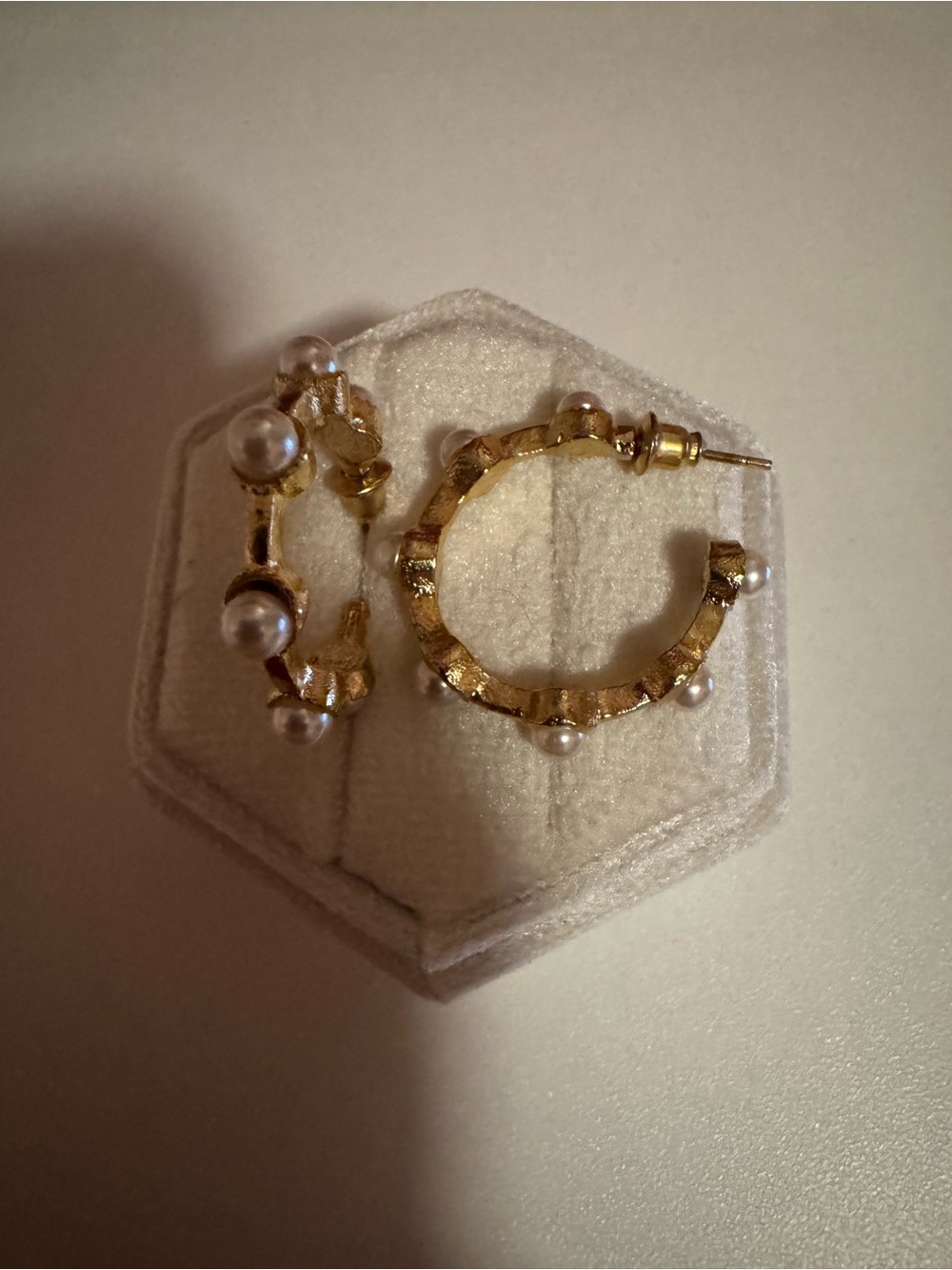 Gold Plated Hoop Earrings Faux Pearl Elegant Modern Fashion Jewelry